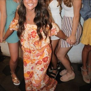 Free People Floral Flowy Jumpsuit